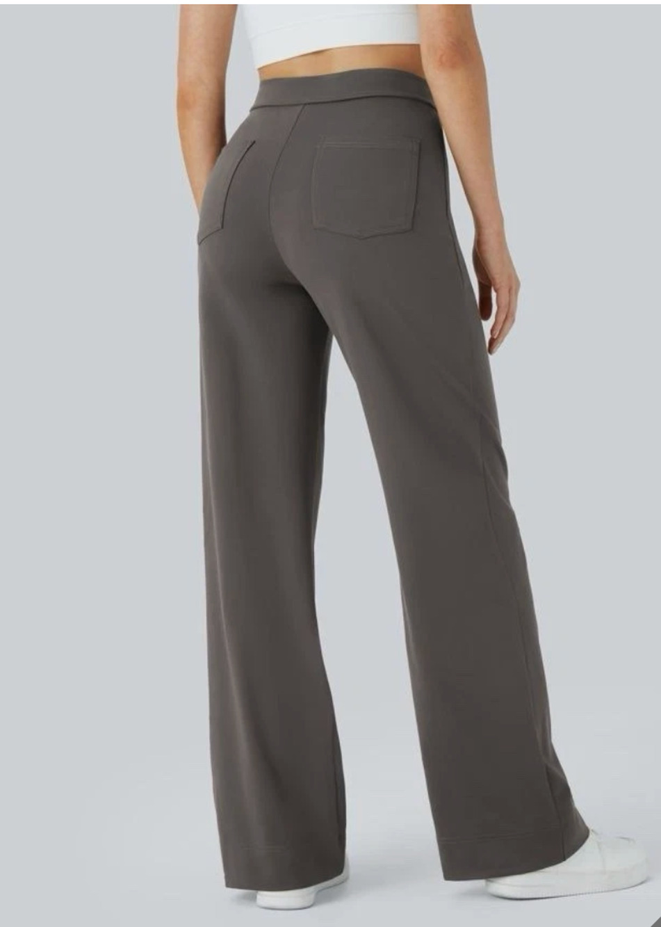 HALARA DayStretch High Waisted Straight Leg Pants Pockets Casual L Tall Gray NWT